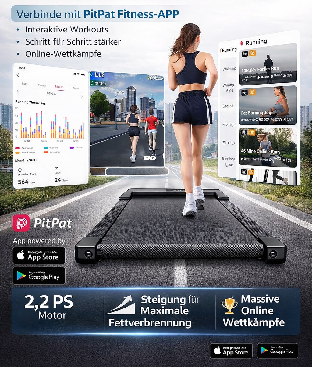 Oryzom™ Superrun Laufband für Zuhause & Büro mit Steigung / 2,2 PS Motor mit App