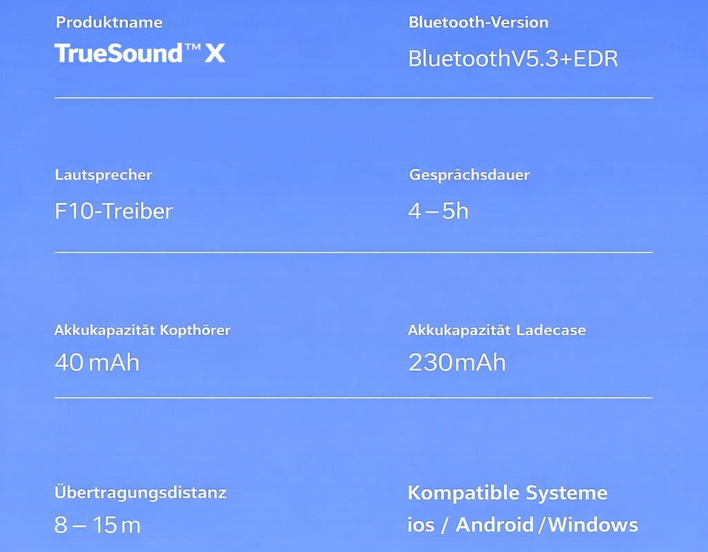 TrueSound™ X - Wireless Bluetooth Kopfhörer In-Ear Ohrhörer Kabellos m. Ladecase