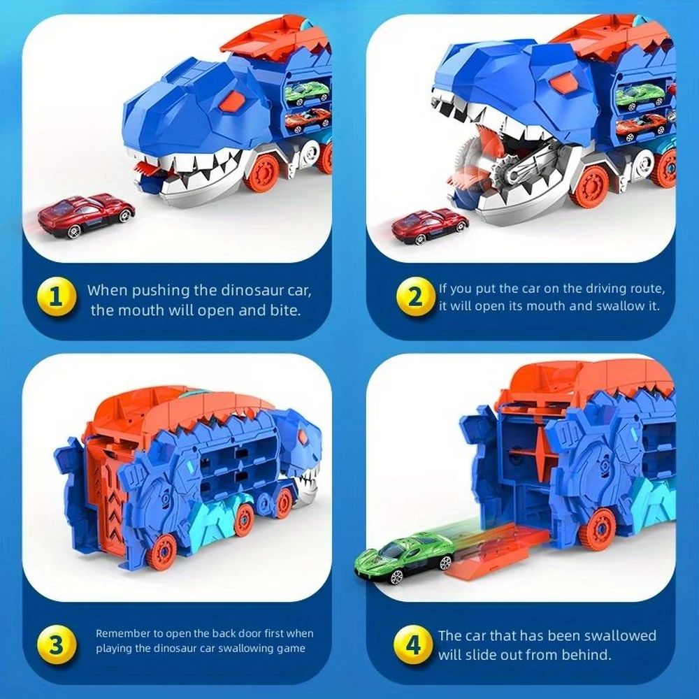 Dinosaurier Transport LKW mit Rennstrecke Spielzeug Geschenk DE.