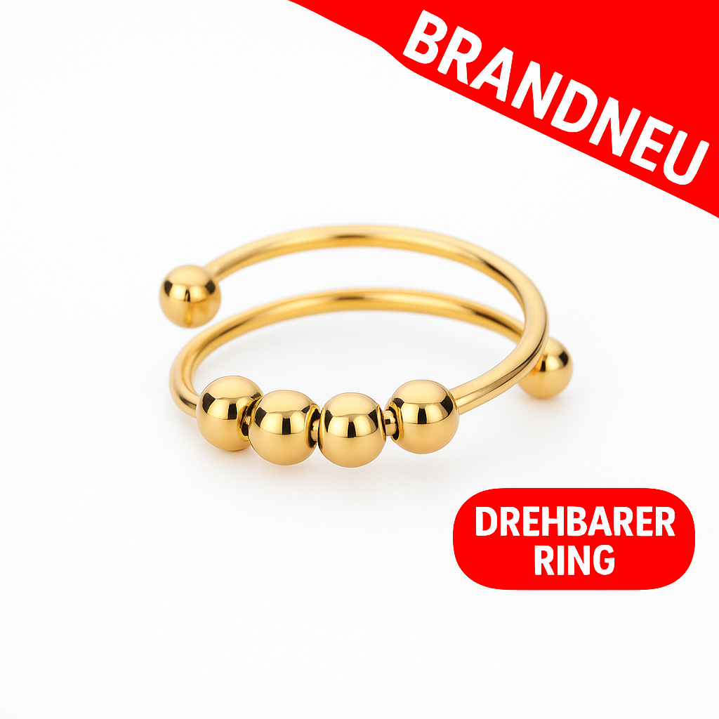 Anti Stress Ring Damen drehbar Spiral Perlen Silber Fingerring Geschenk Vintage