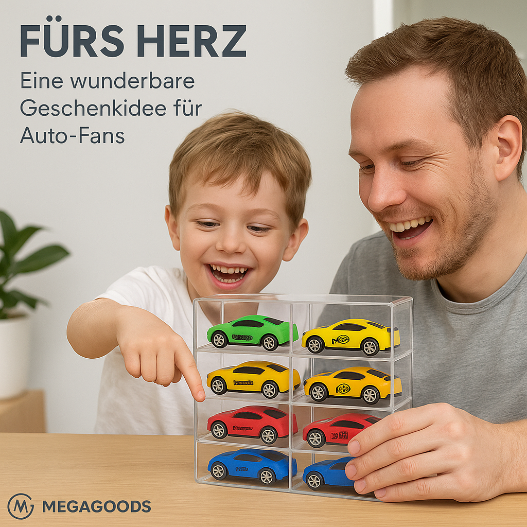 Acryl Auto Display Box 1:64 für Hot Wheels 8 Fächer staubdicht DE.
