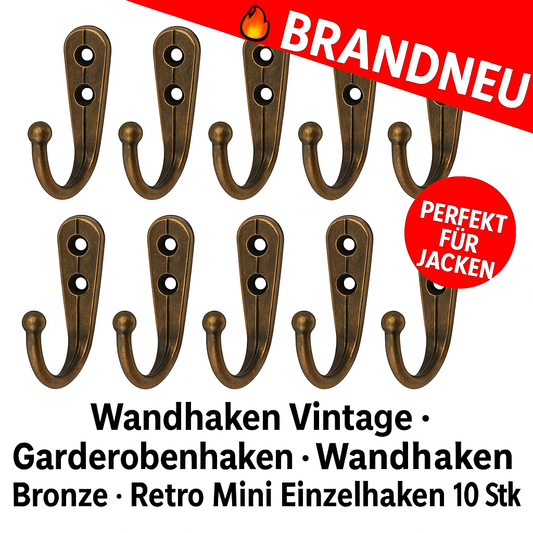 Wandhaken Vintage • Garderobenhaken • Wandhaken Bronze • Retro Mini Einzelhaken 10 Stk 