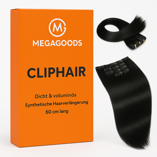 Clip-in Haarverlängerung 60 cm dicht voluminös synthetisch DE.