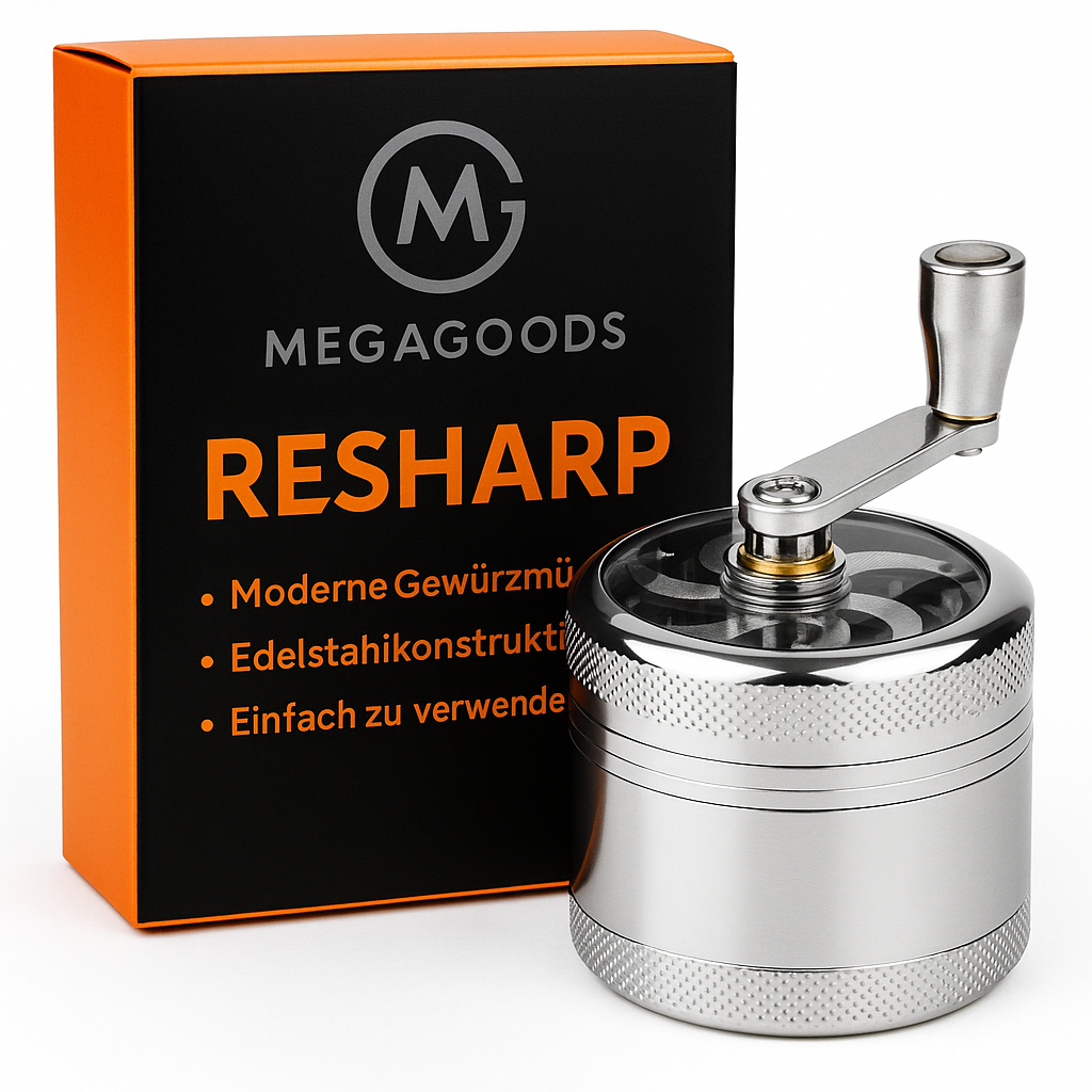Nuss- und Gewürzmühle für Muskat Ingwer Salz Pfeffer DE.