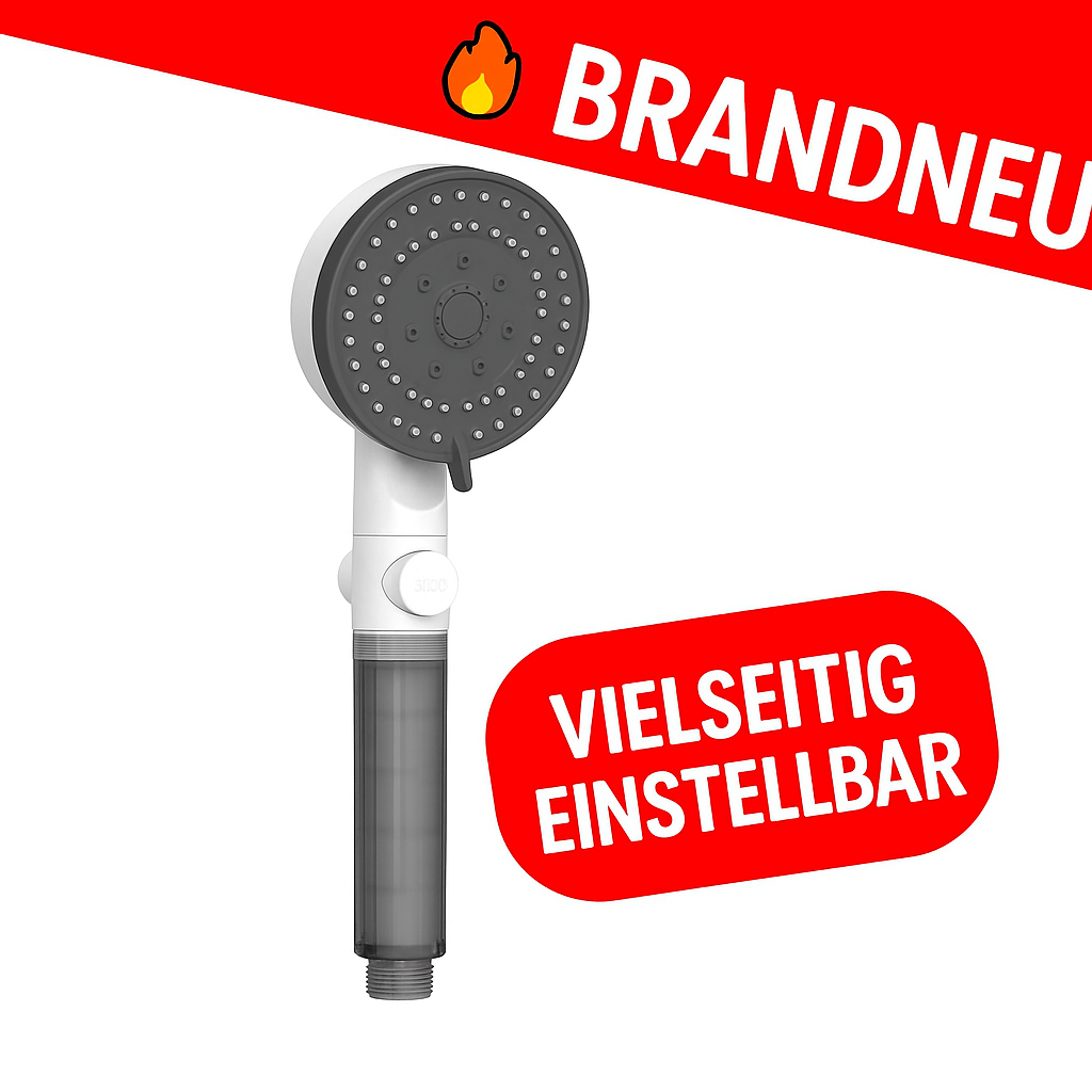 Duschkopf mit Filter 8 Modi einstellbar Hochdruck Wassersparend Stopp-Funktion