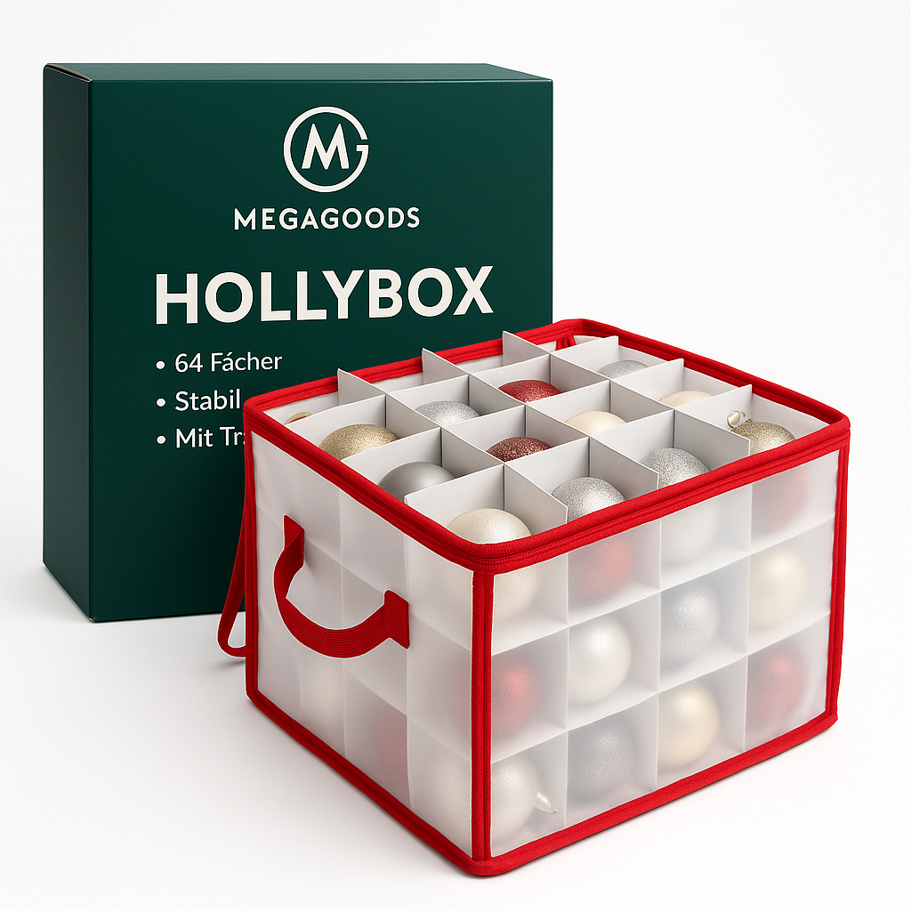 Aufbewahrungsbox für Christbaumkugeln 64 Fächer stabil DE.