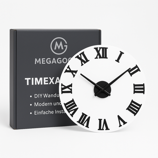 3D Wanduhr Acryl rund römische Ziffern selbstklebend modern DE.