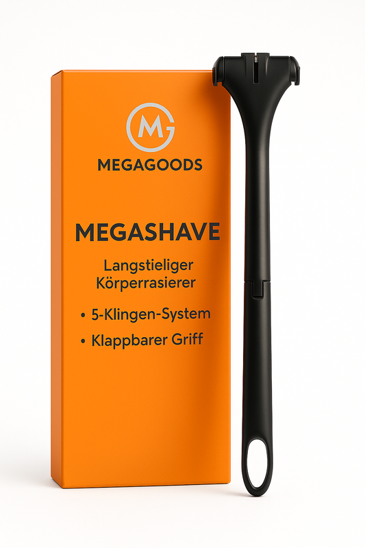 Langstieliger Klapp-Rasierer für Rücken und Körper mit 5 Klingen DE.