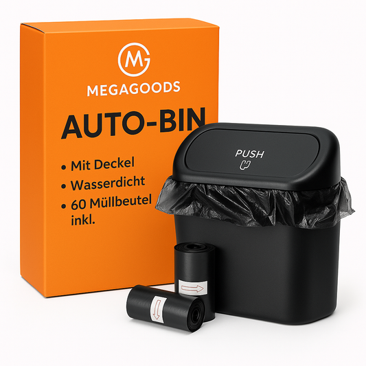 Auto-Mülleimer mit Deckel inkl. 60 (300) Beutel, wasserdicht, klein DE.