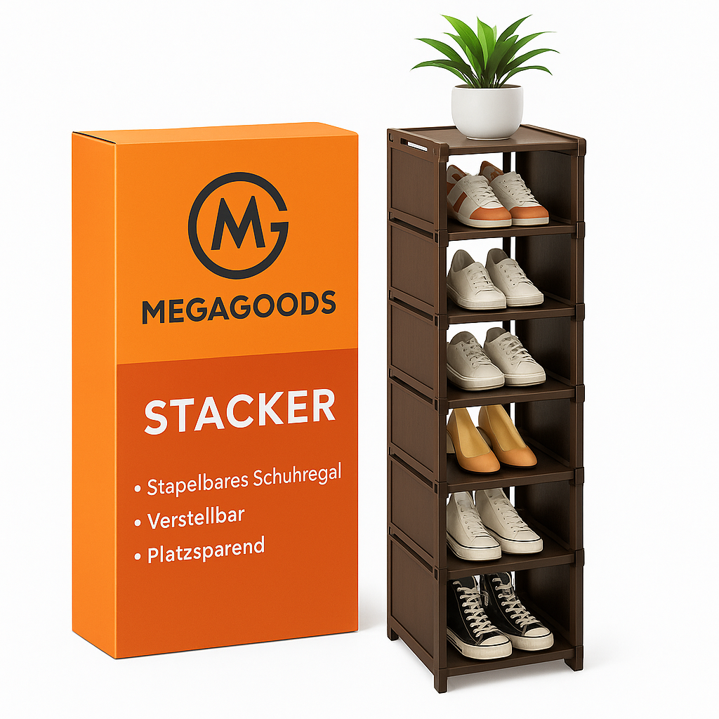 Stapelbares Schuhregal platzsparend für Wand und Ecke verstellbar DE.