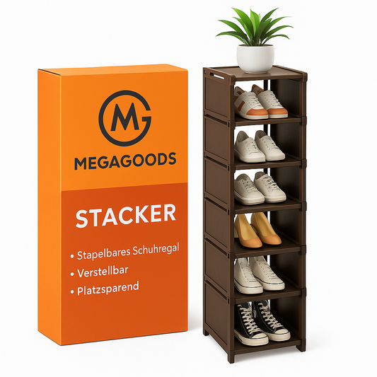 Stapelbares Schuhregal platzsparend für Wand und Ecke verstellbar DE.