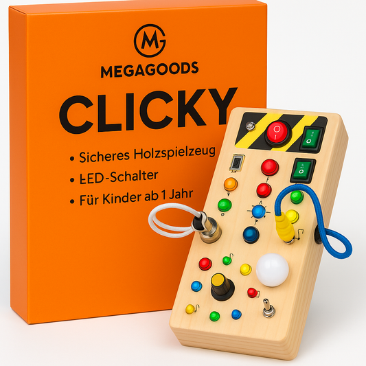 Montessori Busy Board Holzspielzeug mit LED Schaltern für Kinder DE.