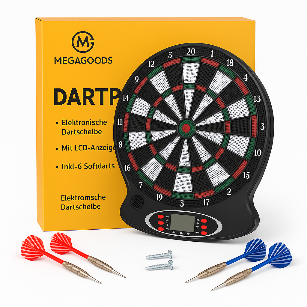 Elektronische Dartscheibe Profi LCD Anzeige inkl 6 Pfeile DE.