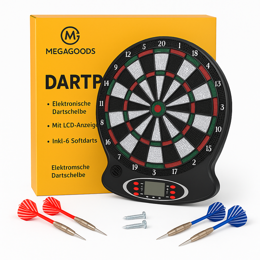 Elektronische Dartscheibe Profi LCD Anzeige inkl 6 Pfeile DE.
