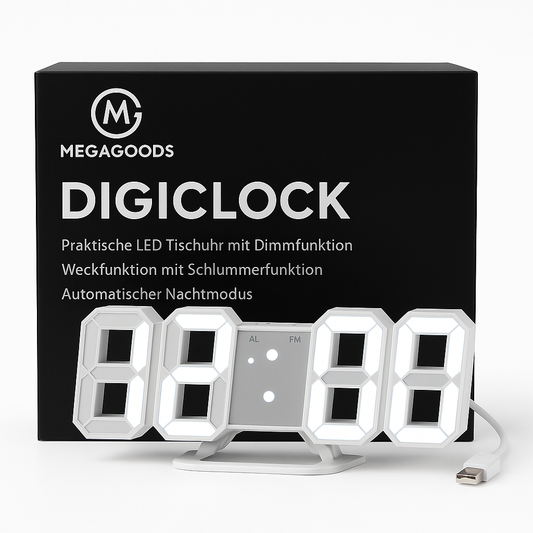 3D LED Digitaluhr Wanduhr dimmbar mit Nachtmodus modern DE.