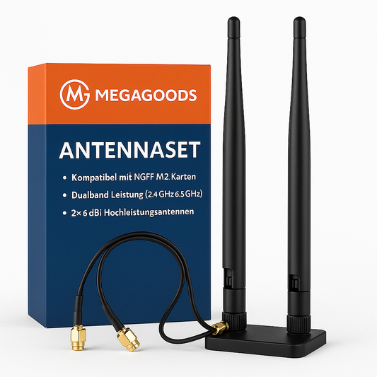Antenne 2er-Set 6dBi für AX210 AX200 9260 M.2 WiFi RP-SMA DE.