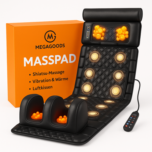Massageauflage Shiatsu Ganzkörper mit Wärme Luftkissen Vibration DE.