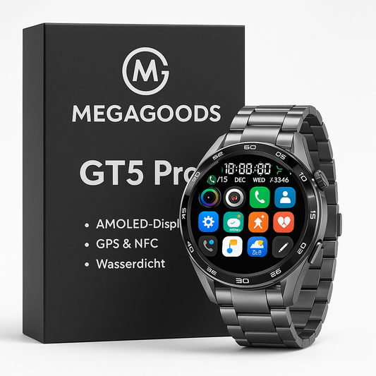 GT5 Pro Smartwatch Herren AMOLED GPS NFC wasserdicht Grau DE.
