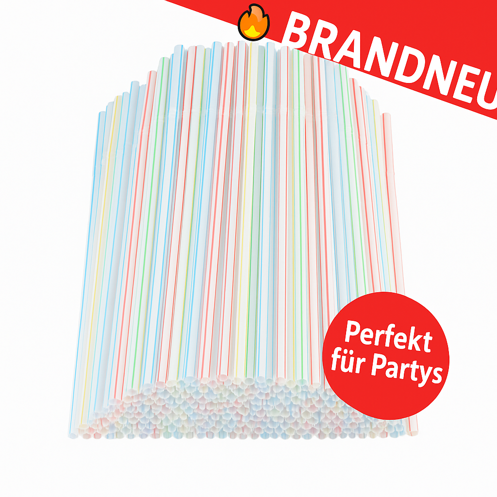 Bunte Plastik Strohhalme 100 Stück Set – für Party Hochzeit Bar Geburtstag Trinken