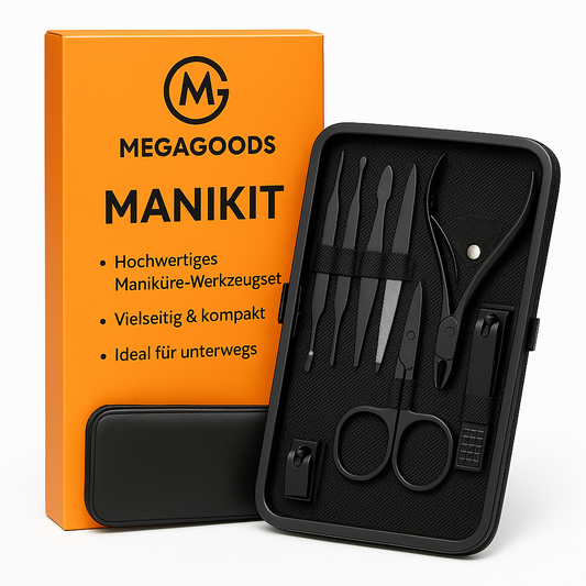 Maniküre Set 6-teilig Premium Nagelpflege Pediküre Etui Schwarz DE.
