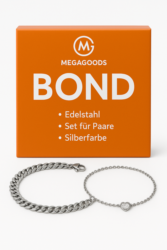 2er-Set Edelstahl Armband Paar Damen Herren Herz Kristall Silber DE.