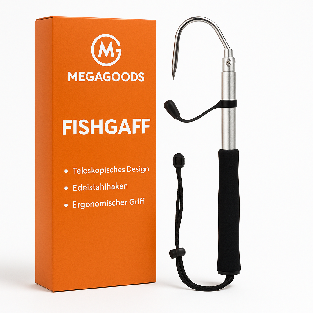 Teleskop Fischgaff Edelstahl 120 cm für Eis und Meeresangeln DE.