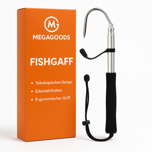Teleskop Fischgaff Edelstahl 120 cm für Eis und Meeresangeln DE.