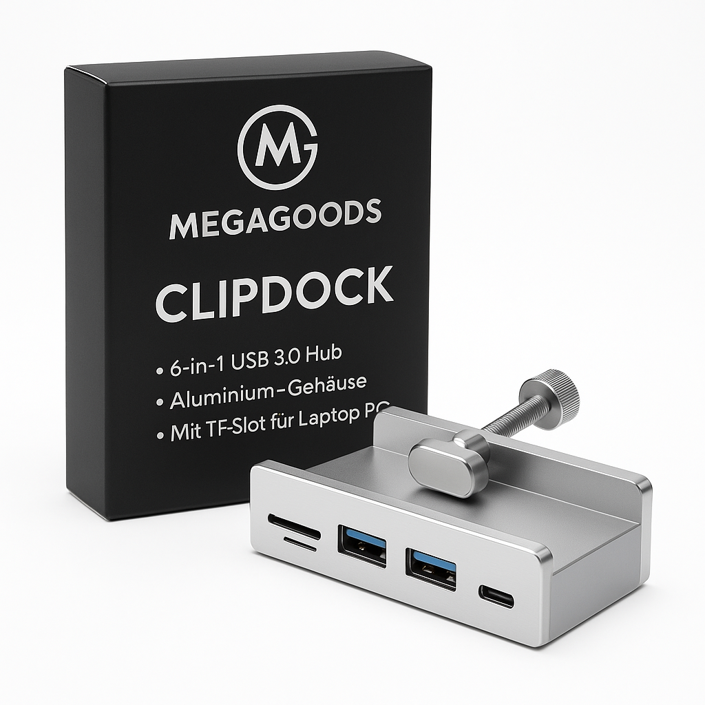 6-in-1 USB 3.0 Hub Aluminium Schwarz mit TF-Slot für Laptop PC DE.