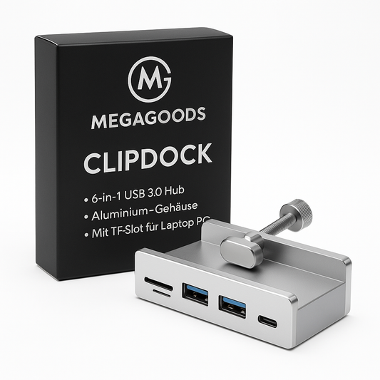 6-in-1 USB 3.0 Hub Aluminium Schwarz mit TF-Slot für Laptop PC DE.