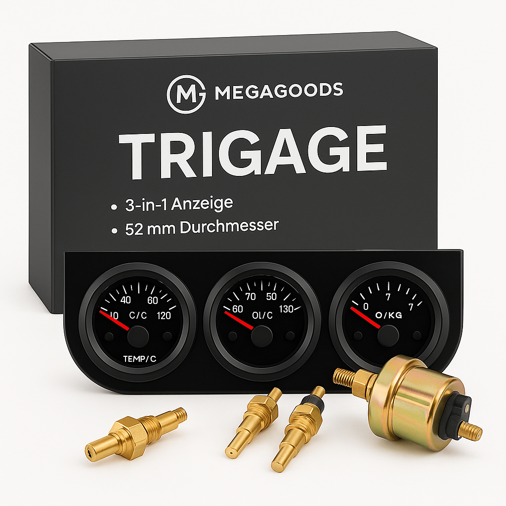 Triple Gauge 52 mm 3-in-1 Öl Wasser Temperatur Druck Sensor DE.