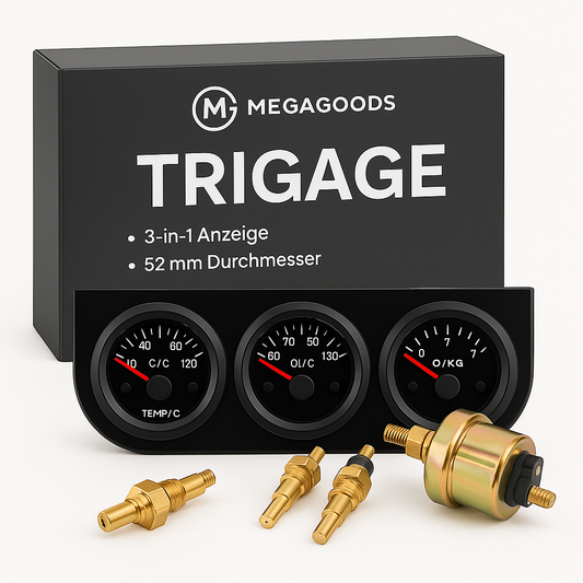 Triple Gauge 52 mm 3-in-1 Öl Wasser Temperatur Druck Sensor DE.