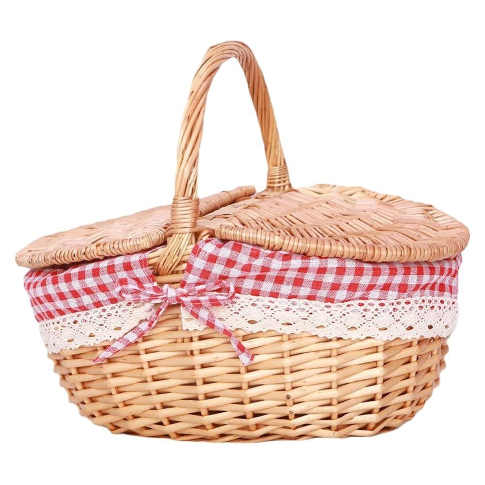Picknickkorb mit Deckel Griff handgefertigt Weide Outdoor DE.