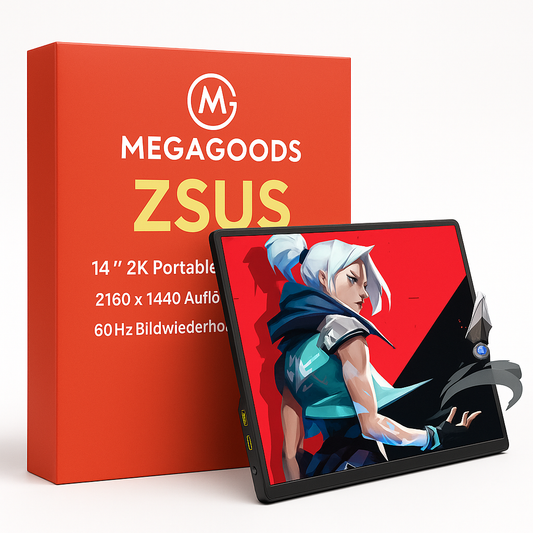 ZSUS 14" 2K Monitor 2160×1440, portabel, 60Hz für Laptop PC DE.