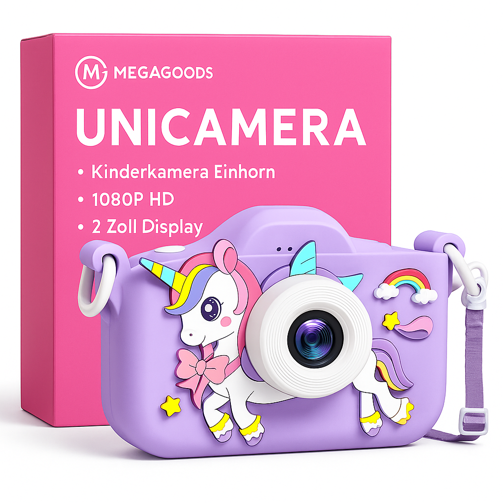 Kinderkamera Einhorn 1080P HD 2 Zoll Display 32GB Geschenk DE.