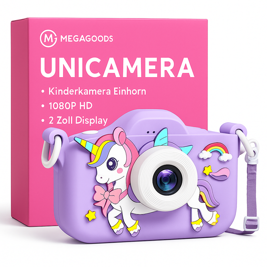 Kinderkamera Einhorn 1080P HD 2 Zoll Display 32GB Geschenk DE.