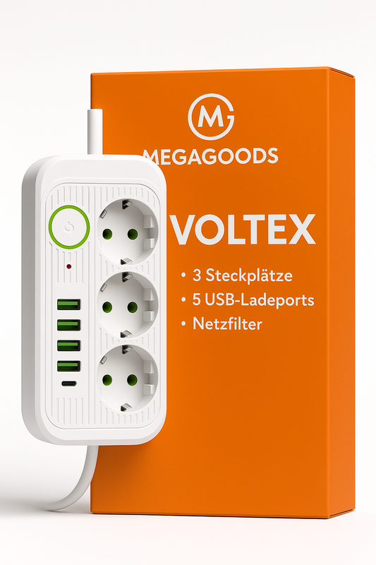 Steckdosenleiste 2/5-fach mit USB-C Schnellladung und Netzfilter DE.