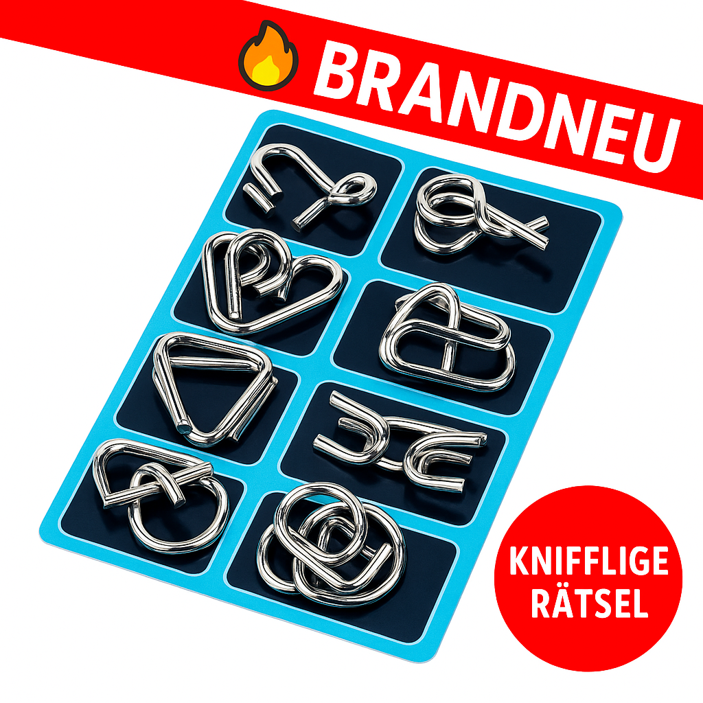 8er Set Metall Knobelspiele Geduldspiele Logikspiel Kinder Erwachsene Denkspiel