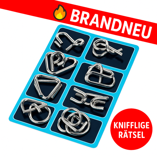 8er Set Metall Knobelspiele Geduldspiele Logikspiel Kinder Erwachsene Denkspiel