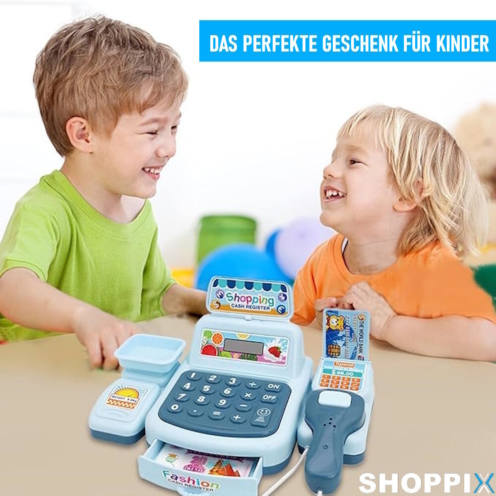 SHOPPIX Spielkasse Kinderkasse Kaufladen Spielzeugkasse Registrierkasse Kaufmann