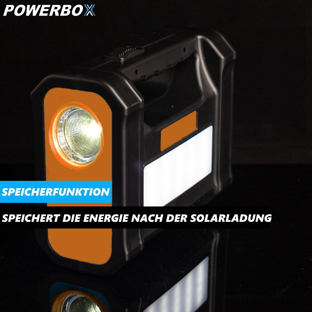 POWERBOX Solar Powerstation Solargenerator Camping Power Bank mit LED Leuchten