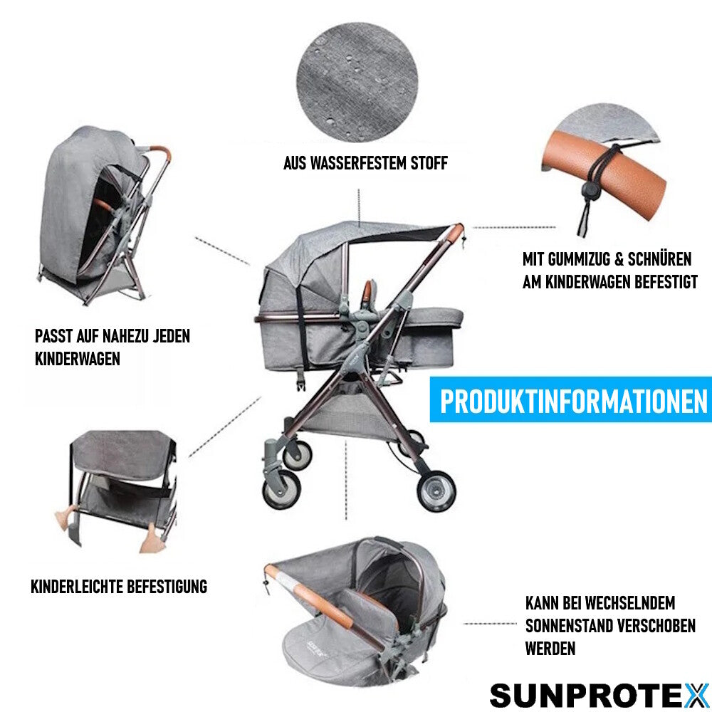 SUNPROTEX Sonnensegel Kinderwagen Buggy Sonnenschutz Sonnenverdeck Universal