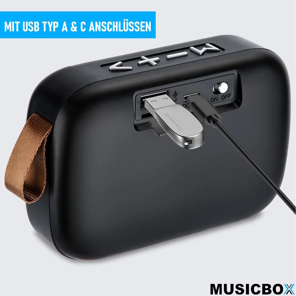 MUSICBOX Bluetooth Lautsprecher Musikbox Kabellos Sound Bass Hi-Res Stereo MP3
