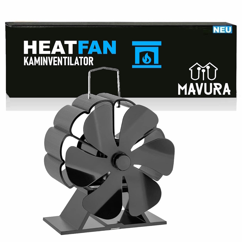 HEATFAN Ofenventilator Kaminofen Ventilator Stromloser Lüfter Gebläse 6-Flügel