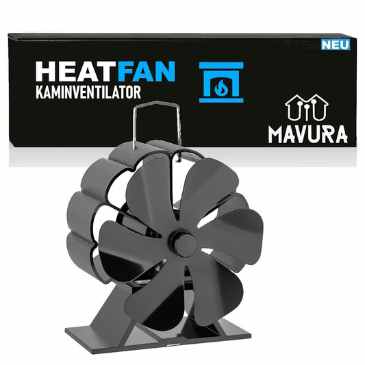 HEATFAN Ofenventilator Kaminofen Ventilator Stromloser Lüfter Gebläse 6-Flügel