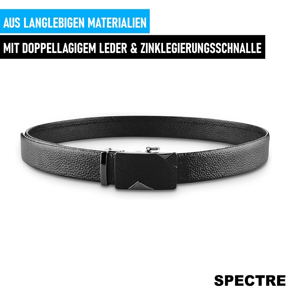 SPECTRE Gürtel Automatik Schnalle Schwarz Leder Herrengürtel Elegant Hosen Jeans