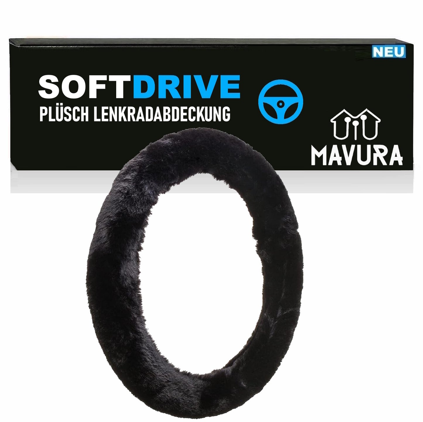 SOFTDRIVE Auto Lenkradschoner Winter Plüsch Lenkradbezug Flauschiger Fellschutz