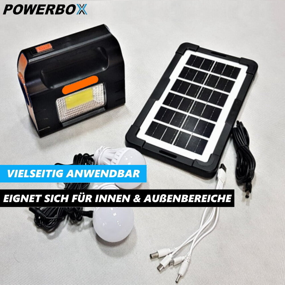 POWERBOX Solar Powerstation Solargenerator Camping Power Bank mit LED Leuchten
