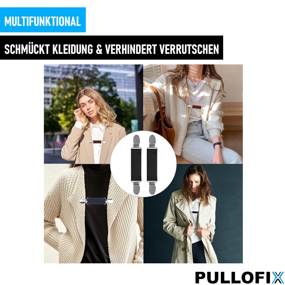 PULLOFIX 4-teiliges Retro-Pullover-Kragen-Clips-Set Ärmelhalter Strickjacke