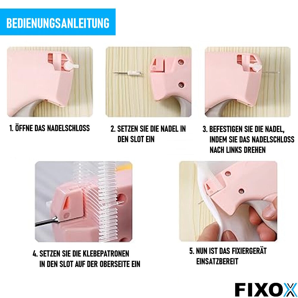 FIXOX Freiarm-Nähmaschine Schnelles Fixiergerät Kleidung Mini Stichsäumpistole
