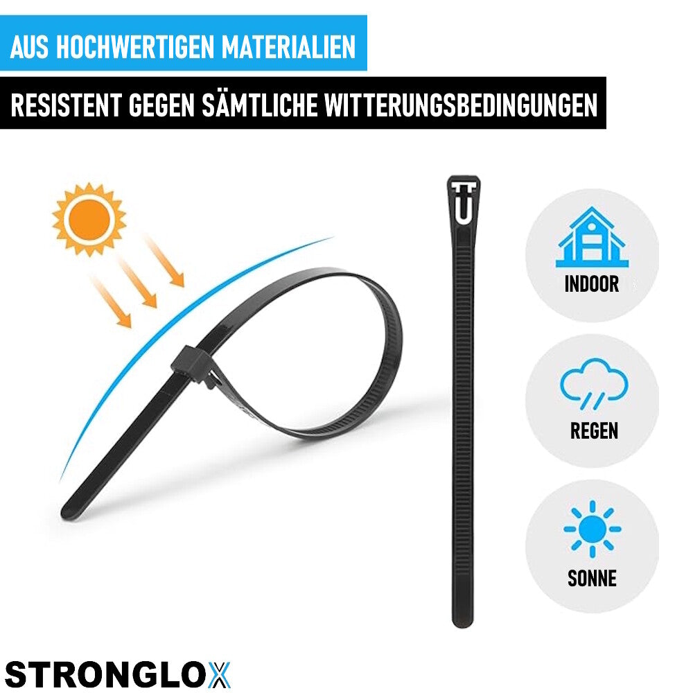 STRONGLOX 100 Stk Profi Kabelbinder Wiederverwendbar Lösbar Wiederlösbar